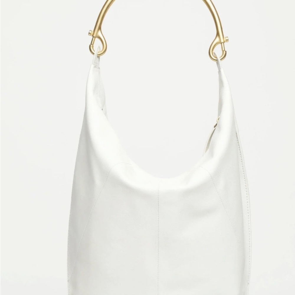 Walter Baker white leather oversized Hobo with gold metal novelty handle